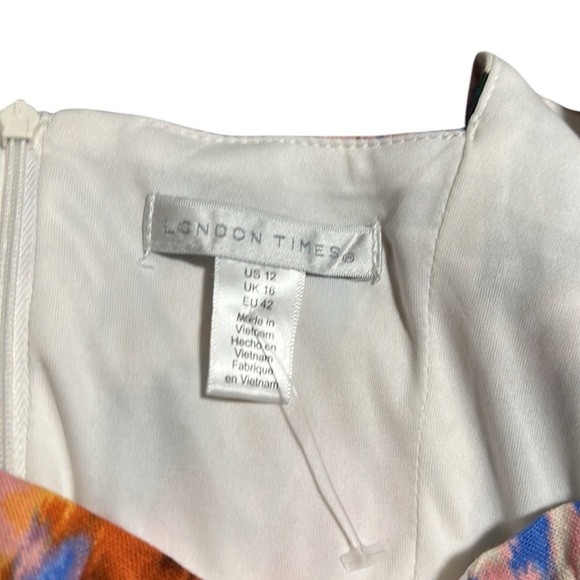 London Times NWT Floral Sleeveless Dress Square Neck A-line Linen Blend Size 12 - Picture 10 of 13
